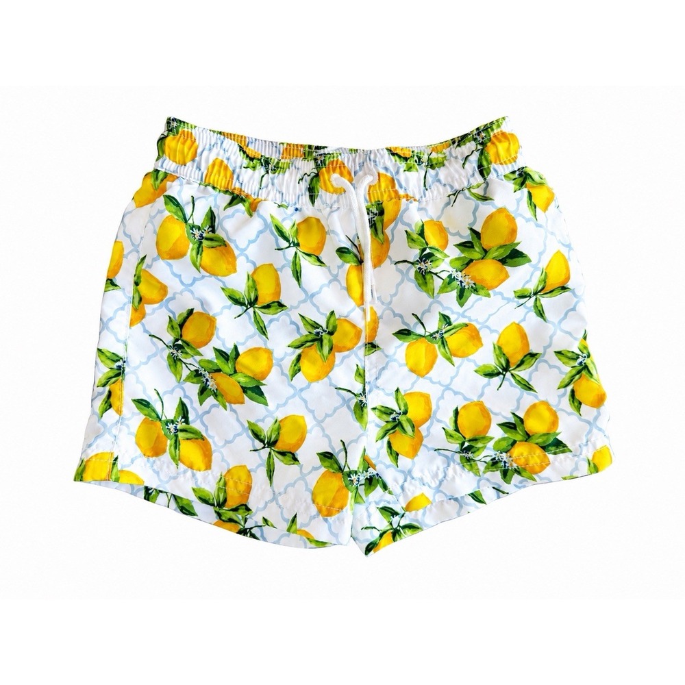 Janie and Jack Lemon Print Swim Trunks 18-24 Months Citrus Pool Beach Shorts New